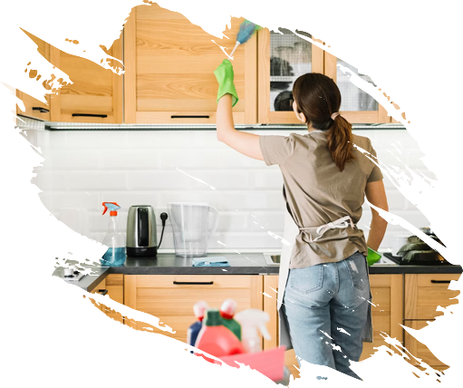 Woman cleaning a kitchen during End of Tenancy Cleaning Portsmouth